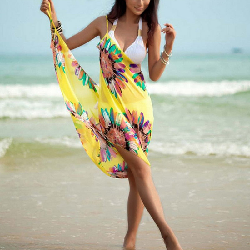 Women Halter Sling Open-Back Beach Dress
