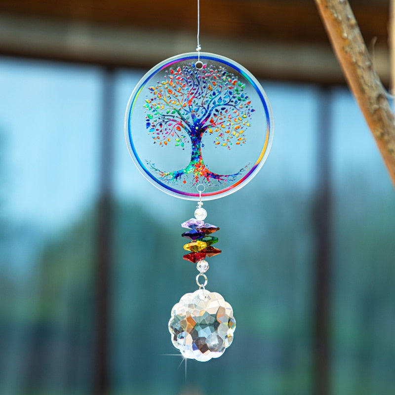 Chakra Tree of Life Handmade Crystal Suncatcher – Ishka