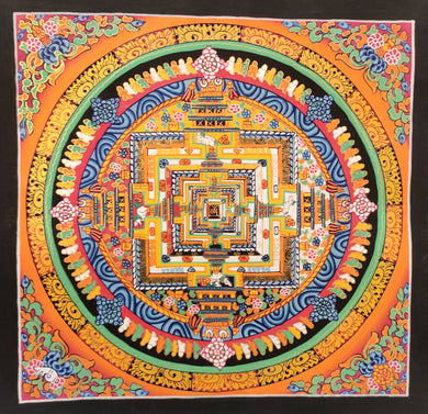 Genuine HandPainted Tibetan Kalachakra Mandala thangka thanka Gold leaf Painting  Buddhism meditation Compassion Dharma Time Wheel Buddha 13