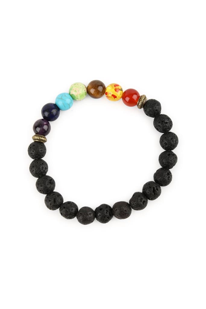Bracelet Stretch Chakra Lava Beads