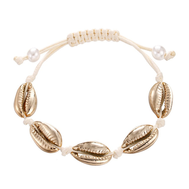 Buy Natural Cowrie Shell Bracelet Gold Shell Chain Bracelet Summer Bracelet  Gold Beach Bracelet Shell Gold Bracelet Mothers Day Gift for Woman Online  in India - Etsy