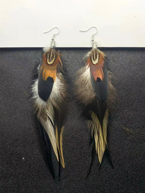 Real Feather Earrings Natural Colour Warm Brown Tan Pheasant and Rooster  Feathers Natural Feathers Long Feather - AliExpress