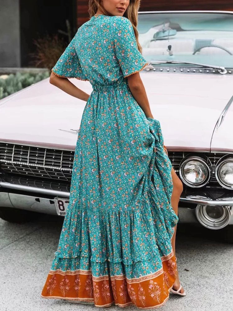 Oversized Floral Print Tassel Summer Maxi Boho Dress – Ishka